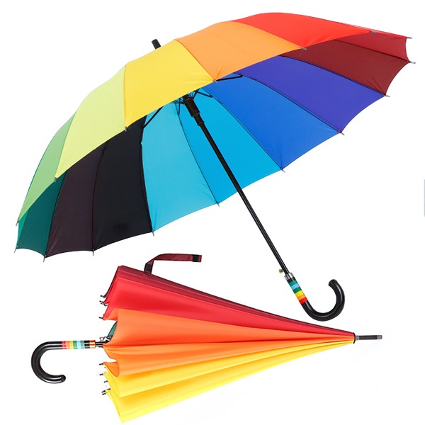 자광 16K컬러우산 레인보우장우산360 자동우산